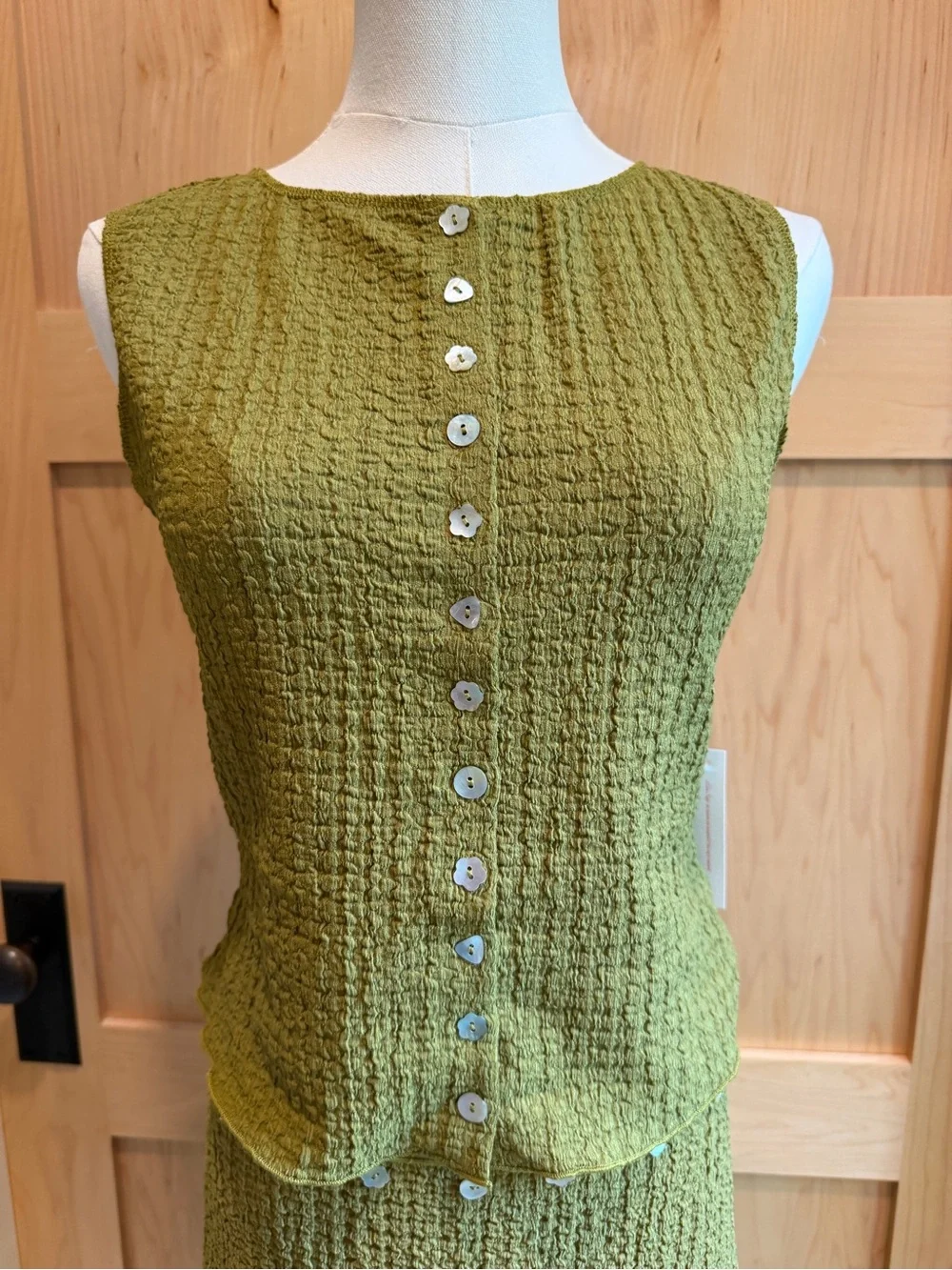 NWT Lisa Says Gah Olive Textured Button Top & Sammy Maxi Skirt Set M - Picture 3 of 10